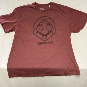 Super Mario T-Shirt Men's‎ 4XL Maroon Graphic Tee 2019